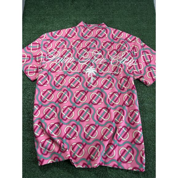 PUMA X PALM TREE CREW Button Up Golf Pink Shirt Men’s Medium - Picture 1 of 10